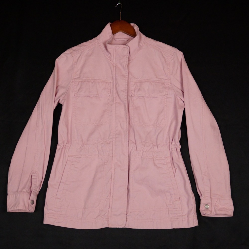 Gap Utility Field Jacket Womens Small Pink Full Zip Cinched Waist Cotton Twill